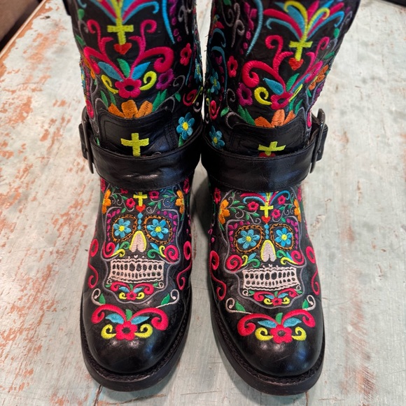 OLD GRINGO Klak Sugar Skull Biker Boots Size 9 - Picture 4 of 6